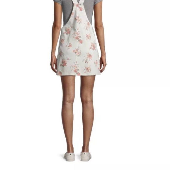NWOT No Boundaries Ivory Floral Overall Dress - Picture 7 of 9